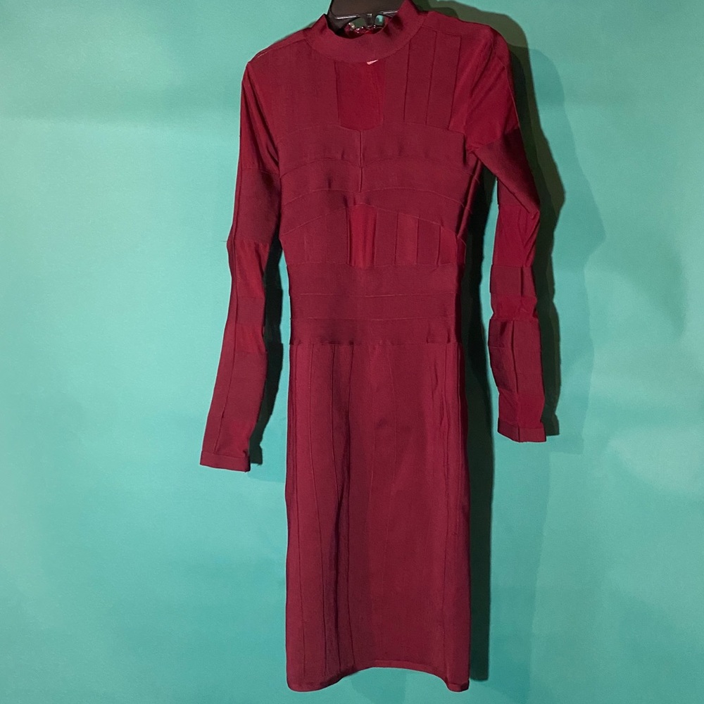 BCBGMAXAZRIA Wine Bandage Bodycon Dress Size Small